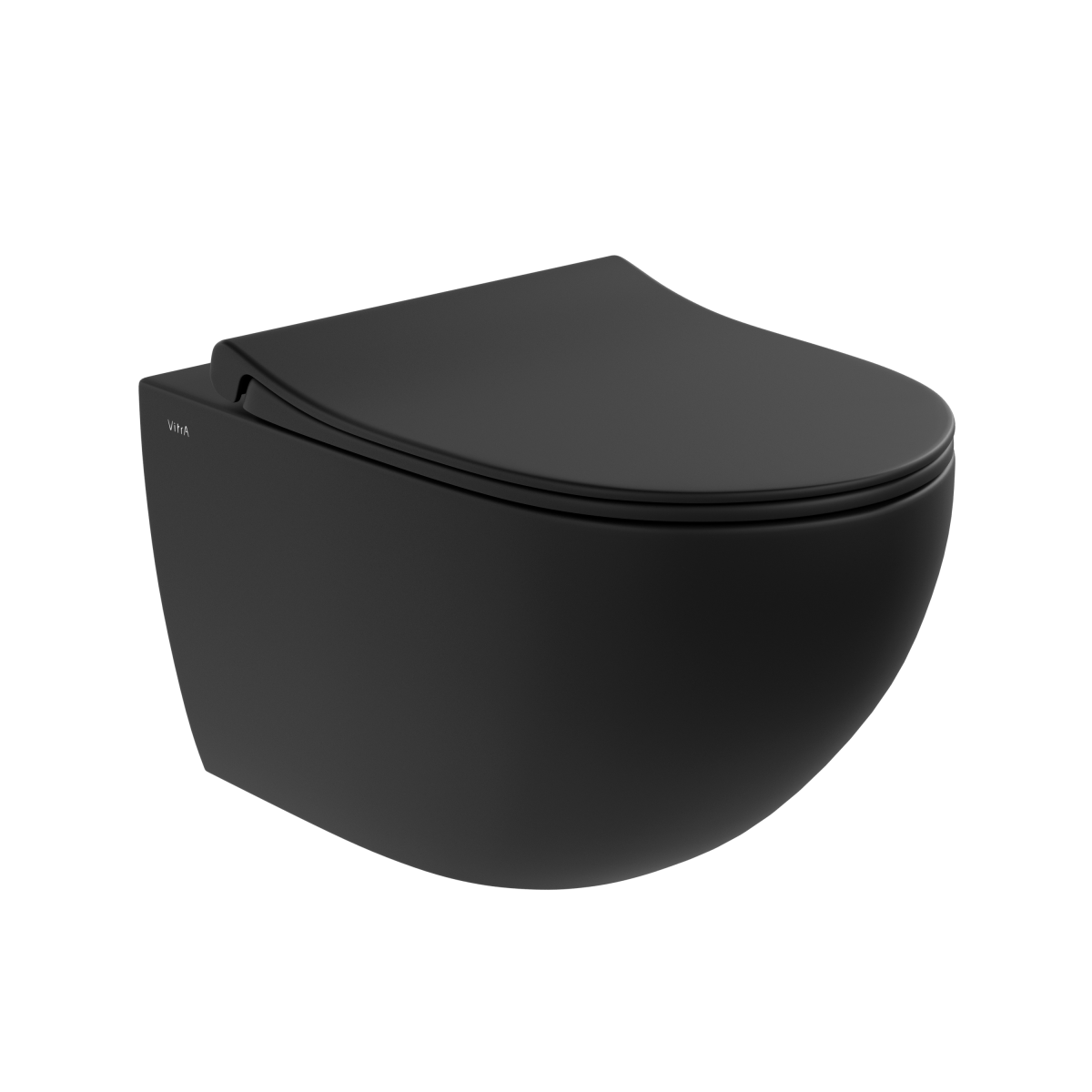 Подвесной унитаз VitrA Sento (Сенто) 7748B083-0101, безободковый, Rim-ex (Рим-экс), матовый черный, санитарный фарфор, антибактериальное покрытие Hygiene (Хайджн)