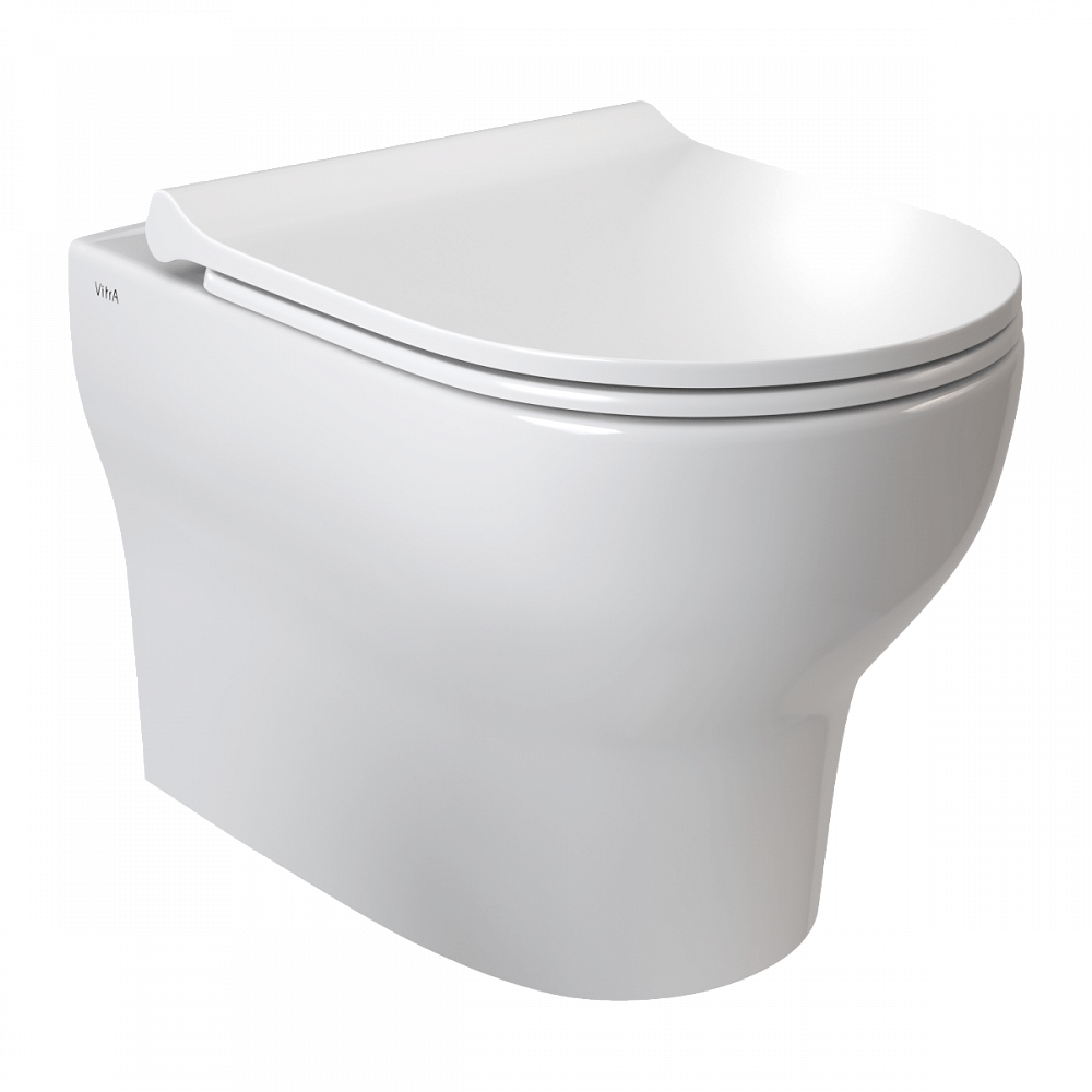 Подвесной унитаз VitrA Zentrum Round (Зентрум Раунд) 7786B003-0075, безободковый SmoothFlush (Смусфлаш), белый, санитарный фарфор, антибактериальное покрытие Hygiene (Хайджн)