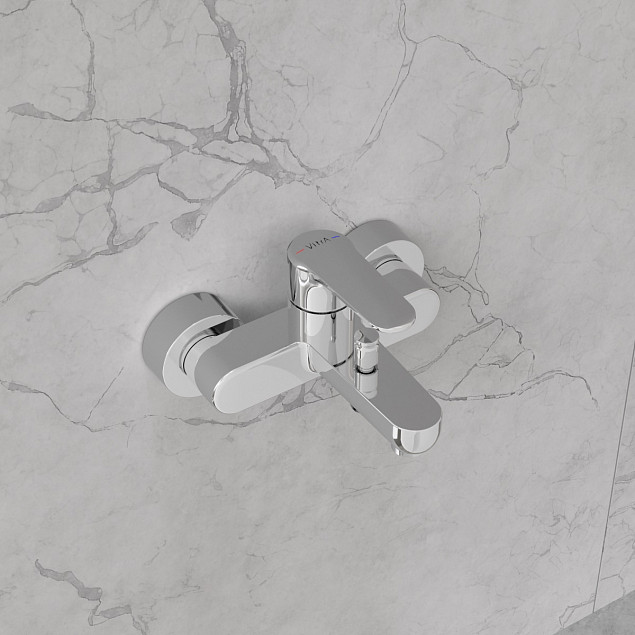 Смеситель настенный VitrA Root Round (Рут Раунд) A42725EXP, для ванны, однорычажный, хром, латунь фото 6