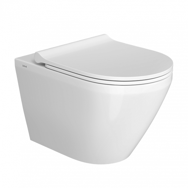 Подвесной унитаз VitrA Integra Round (Интегра Раунд) 7041B003-0075 без сиденья, безободковый, Rim-ex (Рим-экс), белый, санитарный фарфор, антибактериальное покрытие Hygiene (Хайджн) фото 1