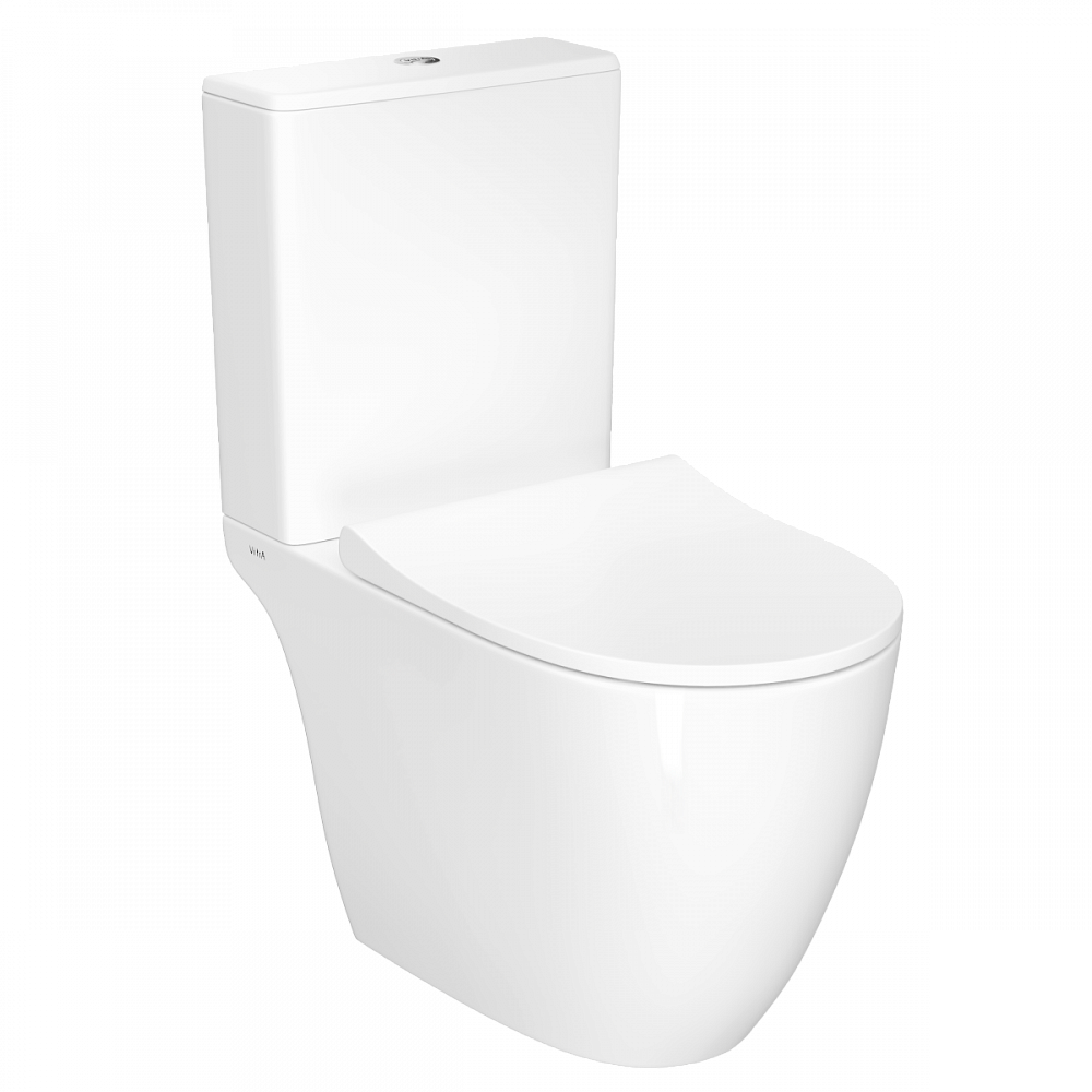 Унитаз-компакт напольный VitrA Sento (Сенто) 9830B003-7204, с сиденьем микролифт, белый, санитарный фарфор, антибактериальное покрытие Hygiene (Хайджн)