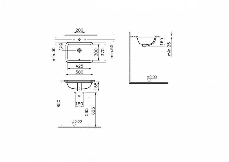 Встраиваемая снизу раковина VitrA S20 5474B003-0618, 50 x 37 см, прямоугольная, белая, антибактериальное покрытие Hygiene (Хайджн) фото 7