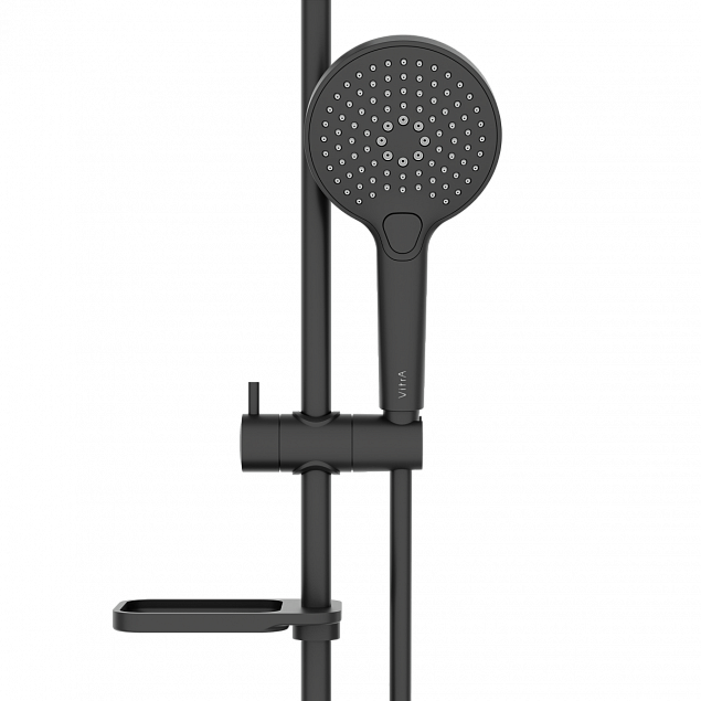 Душевая стойка VitrA Bliss (Блисс) A4574336EXP, с ручным душем, без смесителя, с мыльницей, матовая черная фото 2