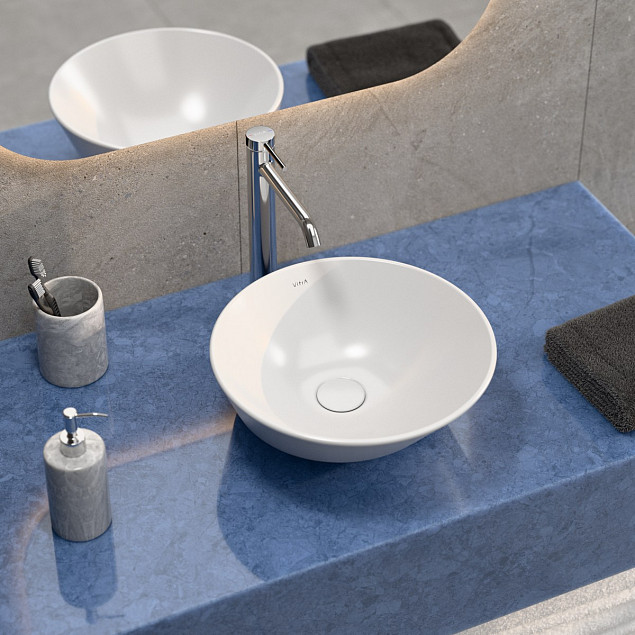 Раковина чаша VitrA Geo (Гео) 7421B003-0016, 38 x 38 см, накладная, белая, антибактериальное покрытие Hygiene (Хайджн) фото 6