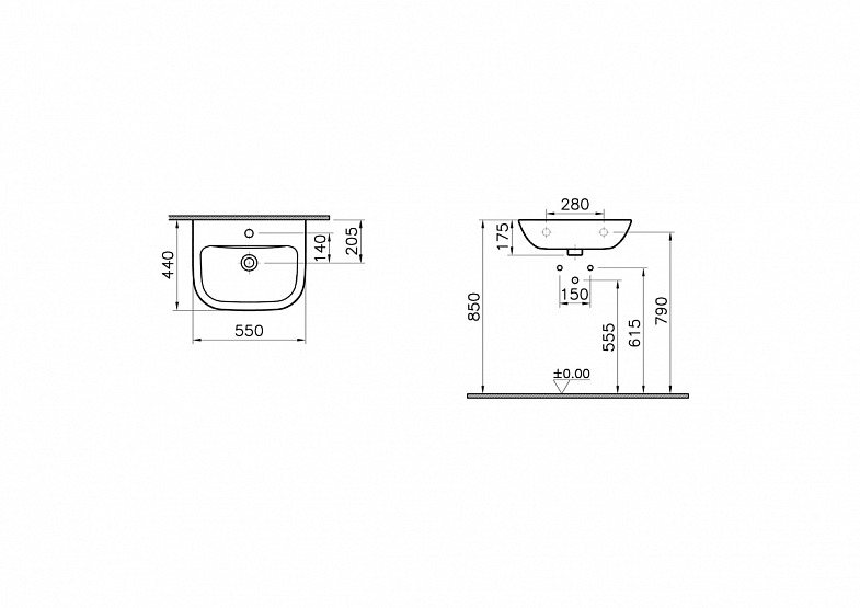 Раковина накладная VitrA S20 5502B003-0001, 55 x 44 см, белая, антибактериальное покрытие Hygiene (Хайджн) фото 7