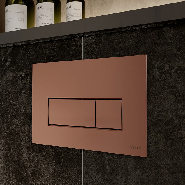 Кнопка смыва для инсталляции VitrA Root Square (Рут Скуэр) 740-2340, мягкая медь глянец двойный смыв фото 3