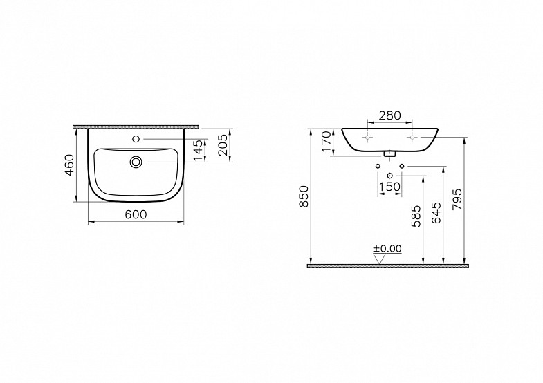 Раковина VitrA S20 5503B003-0001, 60 x 46 см, белая, антибактериальное покрытие Hygiene (Хайджн) фото 7