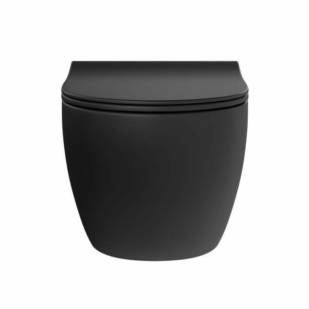 Подвесной унитаз VitrA Sento (Сенто) 7748B083-0101 без сиденья, безободковый, Rim-ex (Рим-экс), матовый черный, санитарный фарфор, антибактериальное покрытие Hygiene (Хайджн) фото 2