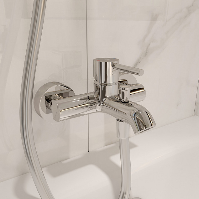 Смеситель настенный VitrA Minimax S (Минимакс С) A41994EXP, для ванны, однорычажный, хром, латунь фото 5