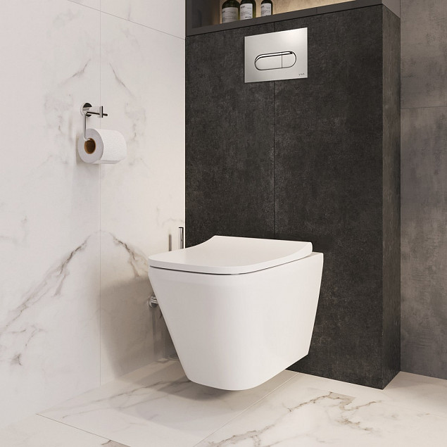 Подвесной унитаз VitrA Integra Square (Интегра Скуэр) 7082B003-7209, безободковый, Rim-ex (Рим-экс), белый, санитарный фарфор, антибактериальное покрытие Hygiene (Хайджн) фото 6