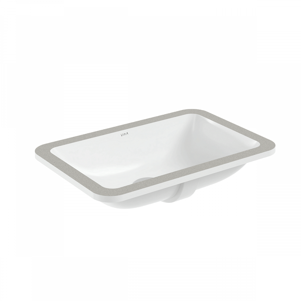 Встраиваемая снизу раковина VitrA S20 7475B003-0618, 55 x 37 см, прямоугольная, белая, антибактериальное покрытие Hygiene (Хайджн)