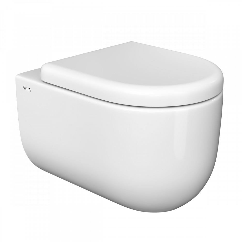 Подвесной унитаз VitrA Liquid (Ликвид) 7321B403-0075, безободковый, Rim-ex (Рим-экс), белый, санитарный фарфор, антибактериальное покрытие Hygiene + Clean (Хайджн + Клин)
