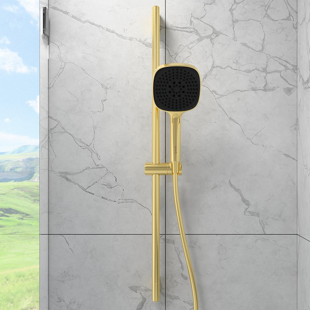 Душевая стойка VitrA Core Square (Кор Скуэр) A4591725EXP, с ручным душем, без смесителя, брашированное золото фото 4