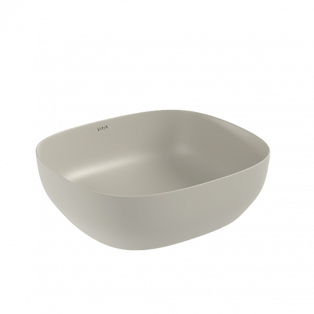 Раковина чаша VitrA Outline Recycled (Аутлайн Ресайклд) 7994B066-0016, 48 x 42 см, накладная матовая бежевая, антибактериальное покрытие Hygiene (Хайджн) фото 1