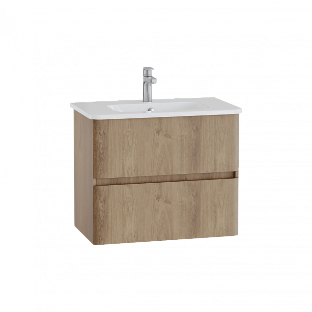 Тумба с раковиной для ванной VitrA Mia Plus Round (Мия Плюс Раунд) 69825, 80 см, золотой дуб ДСП фото 1
