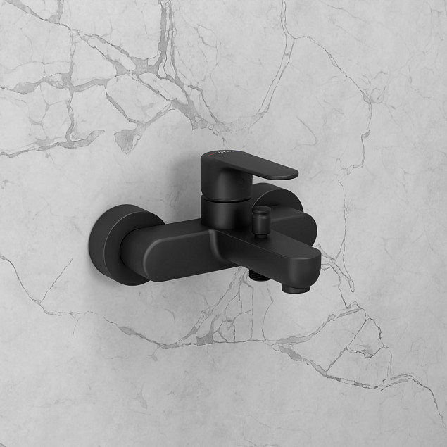 Смеситель настенный VitrA Root Round (Рут Раунд) A4272536EXP, для ванны, однорычажный, матовый черный, латунь фото 5