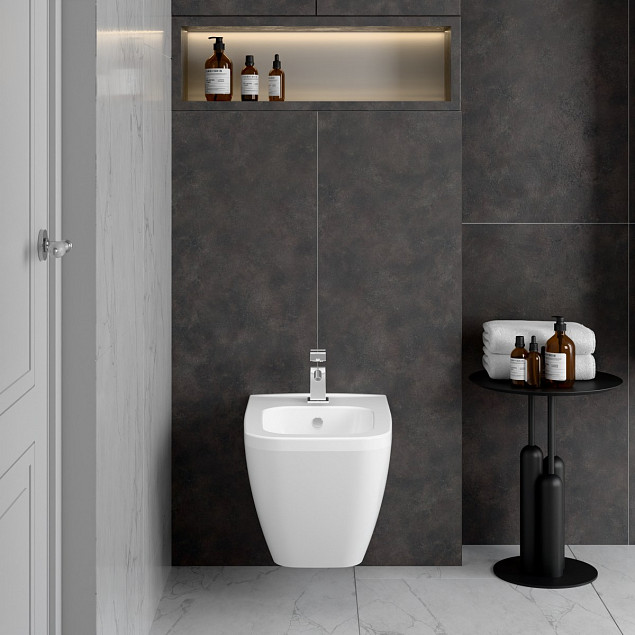 Биде VitrA Integra Square (Интегра Скуэр) 7083B003-0288, подвесное, белое, с отверстием под смеситель, покрытие Hygiene (Хайджн) фото 4