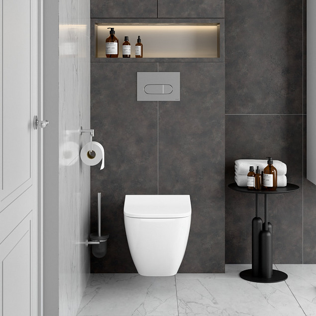 Инсталляция с унитазом VitrA Shift (Шифт) 9855B003-7206, комплект 4 в 1, с сиденьем микролифт, безободковый, Rim-ex (Рим-экс), цвет клавиши хром фото 12