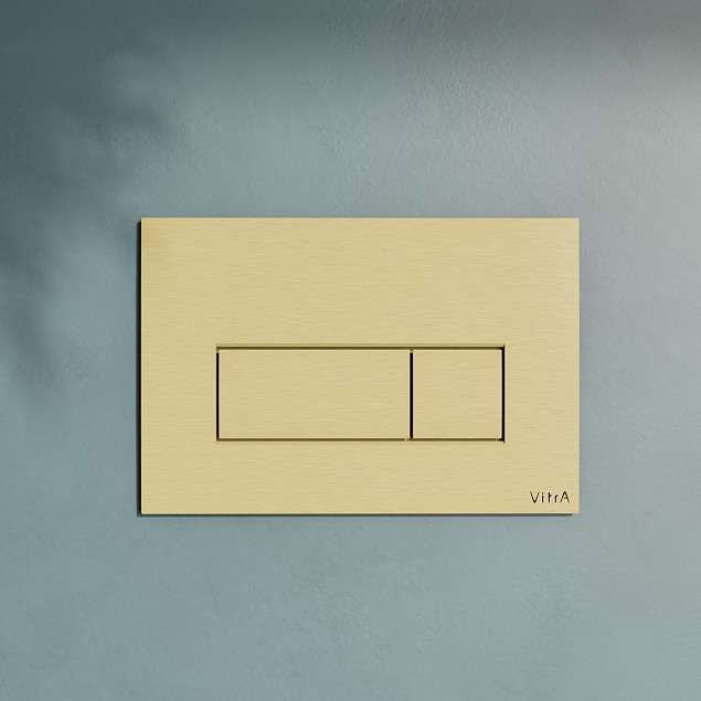 Кнопка смыва для инсталляции VitrA Root Square (Рут Скуэр) 740-2325, брашированное золото двойный смыв фото 4