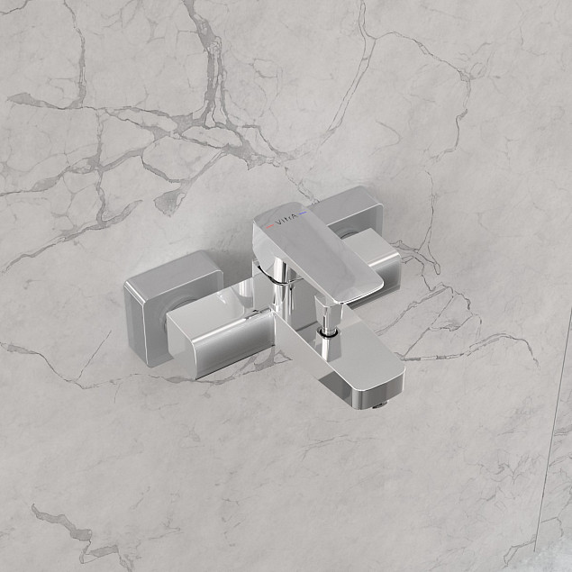 Смеситель настенный VitrA Root Square (Рут Скуэр) A42737EXP, для ванны, однорычажный, хром, латунь фото 6