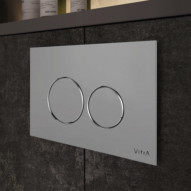 Кнопка смыва для инсталляции VitrA Origin (Ориджин) 740-2480, глянцевая, хром двойный смыв фото 3