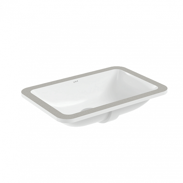 Встраиваемая снизу раковина VitrA S20 7475B003-0618, 55 x 37 см, прямоугольная, белая, антибактериальное покрытие Hygiene (Хайджн) фото 1