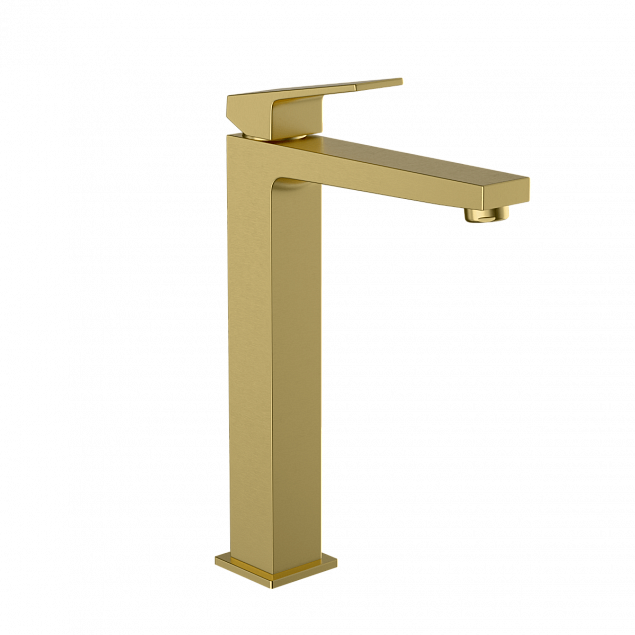 Смеситель для раковины-чаши VitrA Minimax Square (Минимакс Скуэр) A4372425EXP, однорычажный, брашированное золото, латунь фото 1