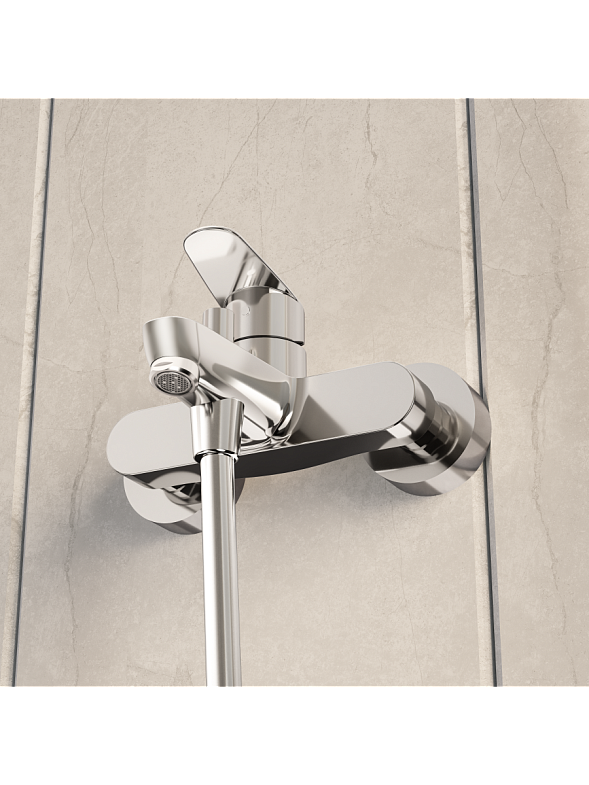 Смеситель настенный VitrA Flow Round для ванны однорычажный хром латунь фото 6