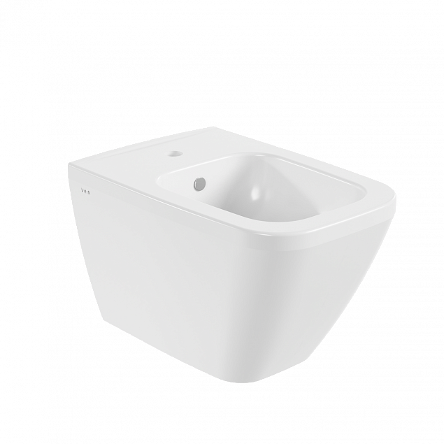 Биде VitrA Integra Square (Интегра Скуэр) 7083B003-0288, подвесное, белое, с отверстием под смеситель, покрытие Hygiene (Хайджн) фото 1