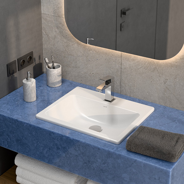 Встраиваемая сверху раковина VitrA S20 5465B003-0001, 55 x 45 см, прямоугольная, белая, антибактериальное покрытие Hygiene (Хайджн) фото 5