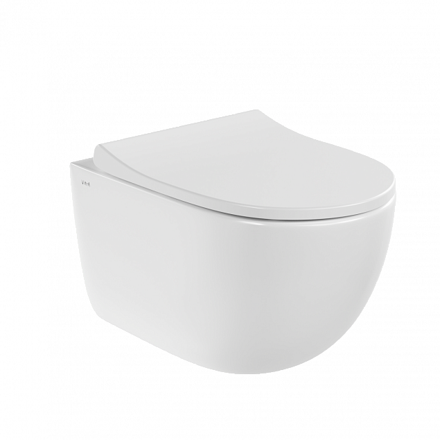 Подвесной унитаз VitrA Sento (Сенто) 7878B003-0075, безободковый смыв торнадо QuantumFlush (КвантумФлаш), белый, санитарный фарфор, антибактериальное покрытие Hygiene (Хайджн) фото 1
