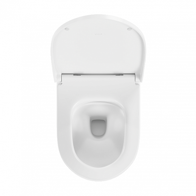 Подвесной унитаз VitrA Sento (Сенто) 7878B003-0075 без сиденья, безободковый смыв торнадо QuantumFlush (КвантумФлаш), белый, санитарный фарфор, антибактериальное покрытие Hygiene (Хайджн) фото 3