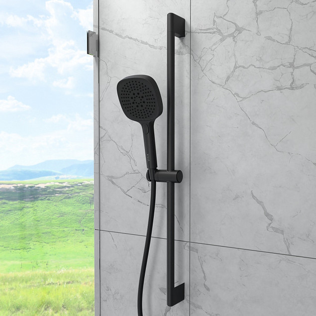 Душевая стойка VitrA Core Square (Кор Скуэр) A4591736EXP, с ручным душем, без смесителя, матовая черная фото 5