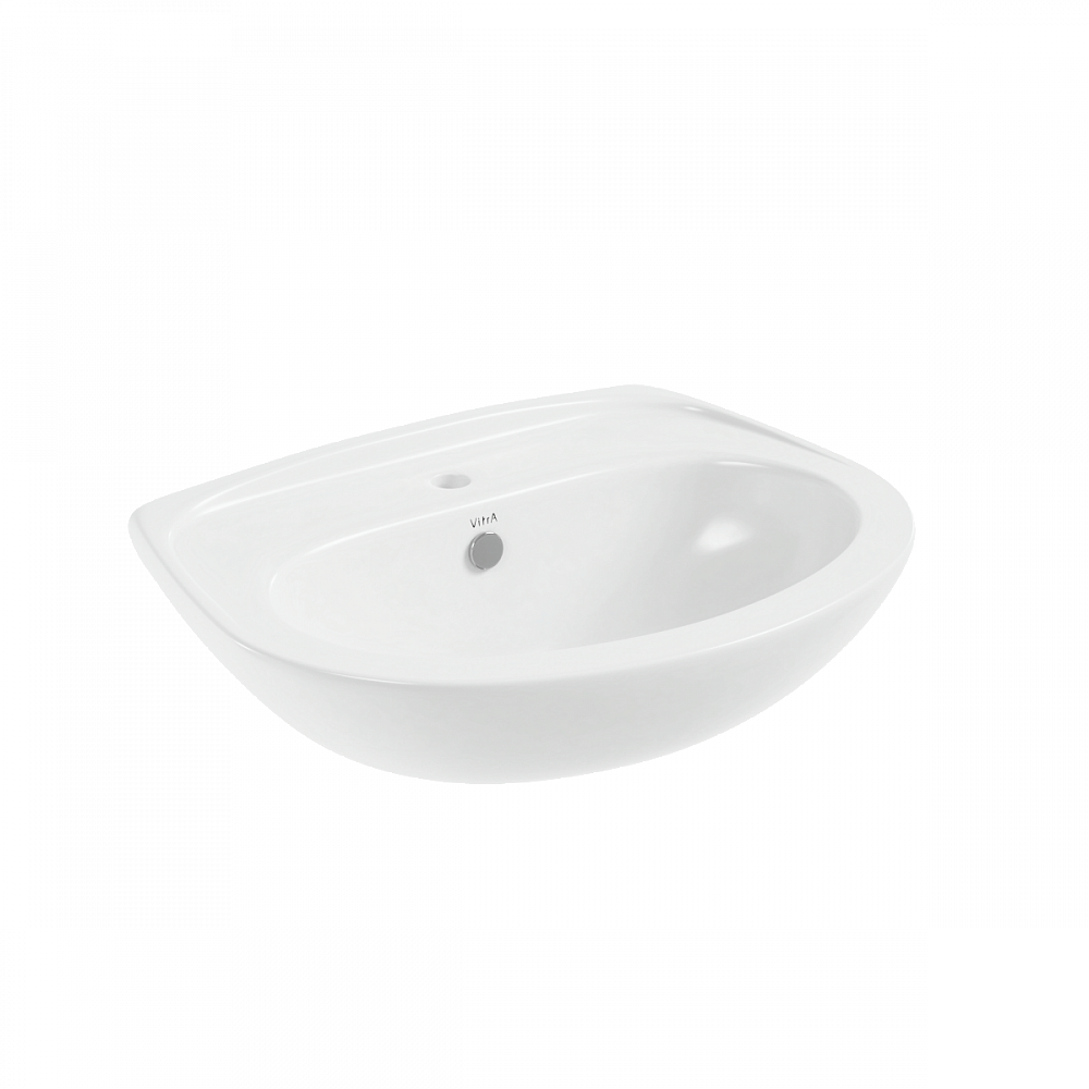Раковина накладная VitrA Normus (Нормус) 55 см, в комплекте с пьедесталом 9600B003-7650, 55 x 42 см, белая, антибактериальное покрытие Hygiene (Хайджн)