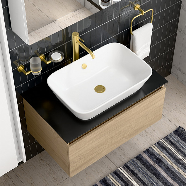 Смеситель для раковины-чаши VitrA Minimax Round (Минимакс Раунд) A4353425EXP, однорычажный, брашированное золото, латунь фото 5