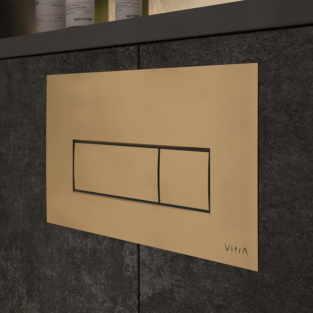 Кнопка смыва для инсталляции VitrA Root Square (Рут Скуэр) 740-2325, брашированное золото двойный смыв фото 3