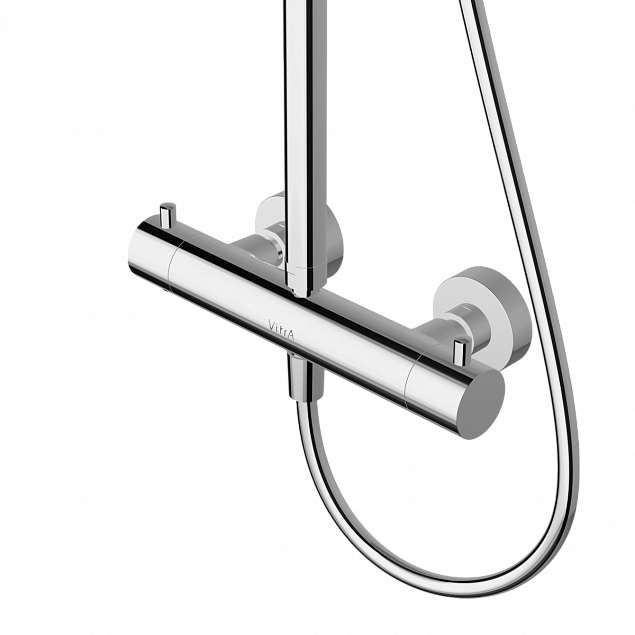 Душевая система VitrA Aquaheat (Аквахит) A47205EXP, с термостатическим смесителем и ручным душем, хром, латунь фото 4