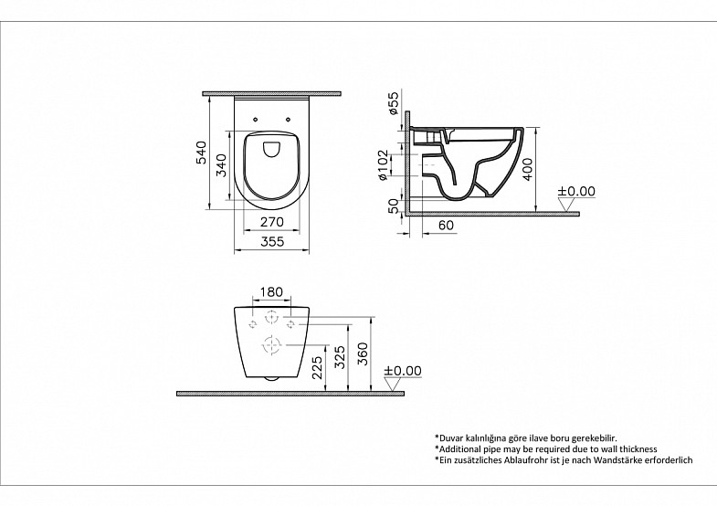 Подвесной унитаз VitrA Mia Round (Мия Раунд) 7510B003-0075, безободковый SmoothFlush (Смусфлаш), белый, санитарный фарфор, антибактериальное покрытие Hygiene (Хайджн) фото 7