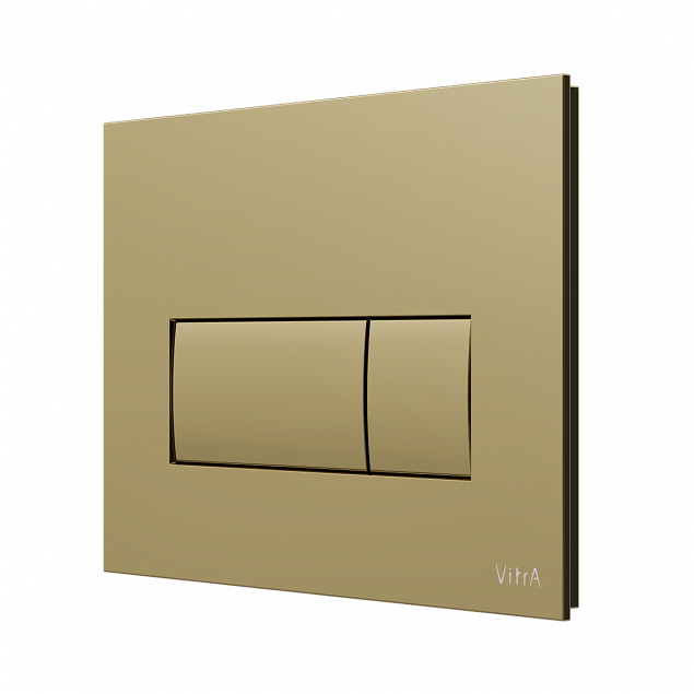 Кнопка смыва для инсталляции VitrA Root Square (Рут Скуэр) 740-2324, глянцевое золото двойный смыв фото 2