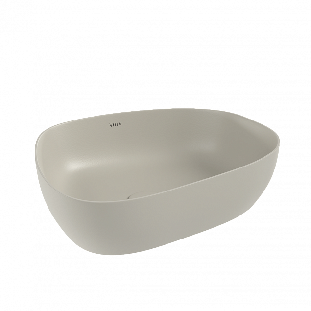 Раковина чаша VitrA Outline Recycled (Аутлайн Ресайклд) 7991B066-0016, 57 x 45 см, накладная матовая бежевая, антибактериальное покрытие Hygiene (Хайджн) фото 1