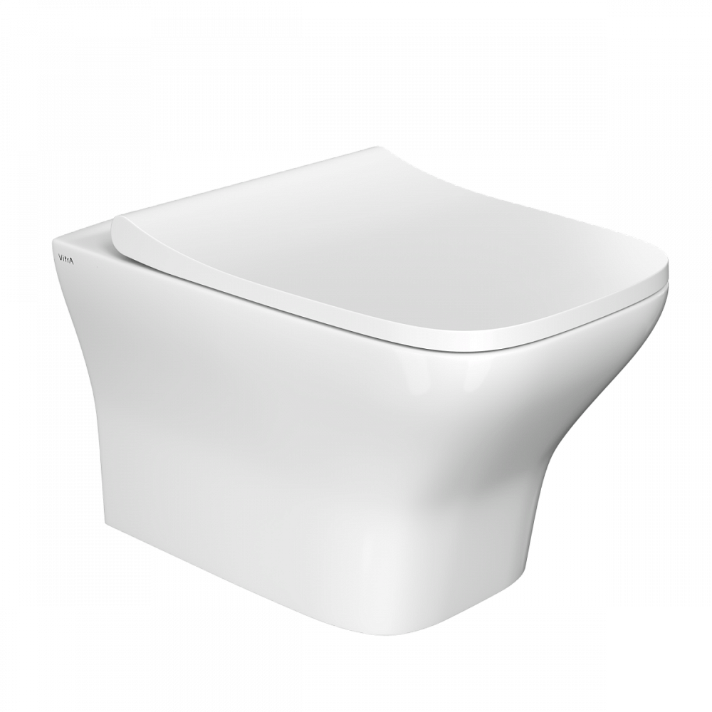 Подвесной унитаз VitrA Zentrum Square (Зентрум Скуэр) 7484B003-0075, безободковый SmoothFlush (Смусфлаш), белый, санитарный фарфор, антибактериальное покрытие Hygiene (Хайджн)