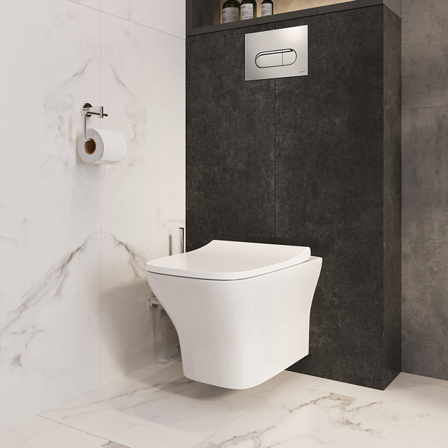 Подвесной унитаз VitrA Zentrum Square (Зентрум Скуэр) 7484B003-0075, безободковый SmoothFlush (Смусфлаш), белый, санитарный фарфор, антибактериальное покрытие Hygiene (Хайджн) фото 6