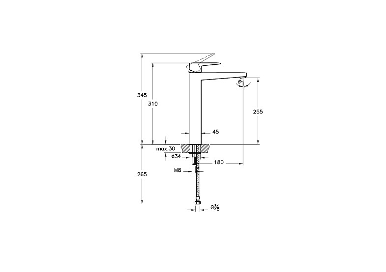 Смеситель Root Square для раковины-чаши, хром фото 2