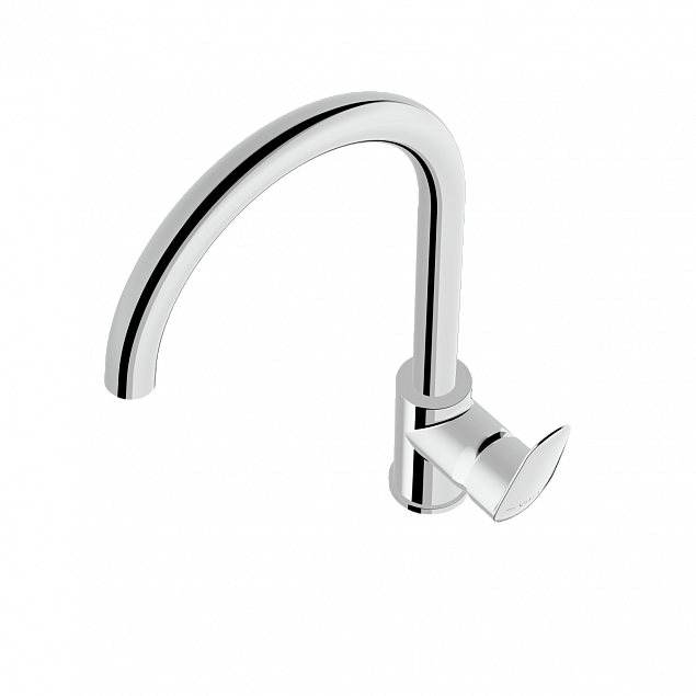 Смеситель для кухни VitrA Flow Round (Флоу Раунд) A43407EXP, с поворотным изливом, однорычажный, хром, латунь фото 2