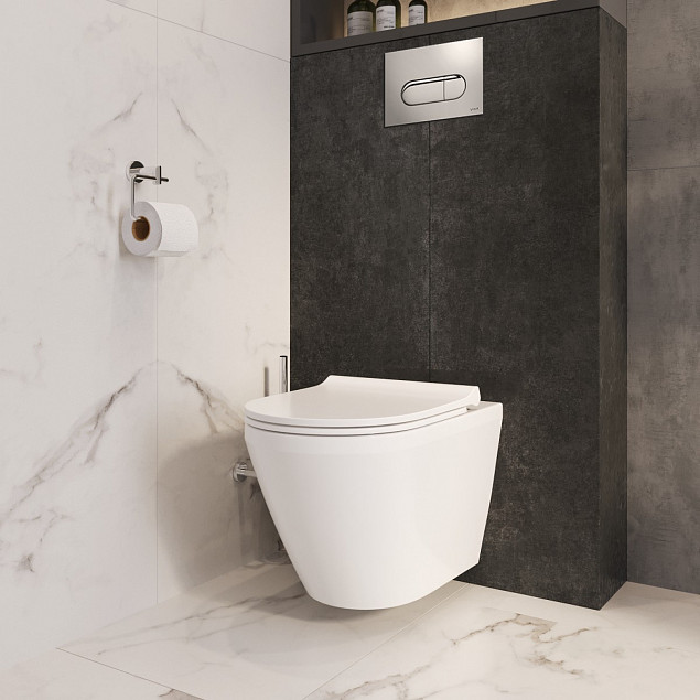 Подвесной унитаз VitrA Integra Round (Интегра Раунд) 7041B003-0075, безободковый, Rim-ex (Рим-экс), белый, санитарный фарфор, антибактериальное покрытие Hygiene (Хайджн) фото 6