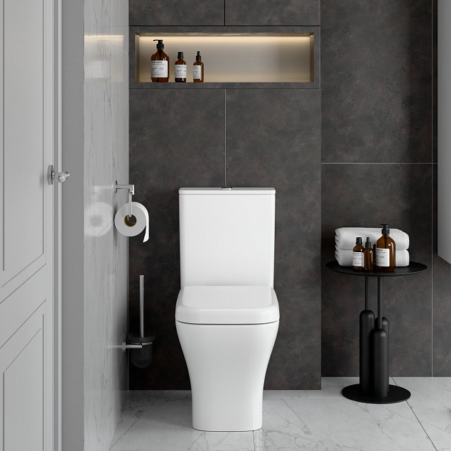 Унитаз-компакт напольный VitrA Polar (Полар) 9843B003-7201, с сиденьем микролифт, белый, санитарный фарфор, антибактериальное покрытие Hygiene (Хайджн) фото 5
