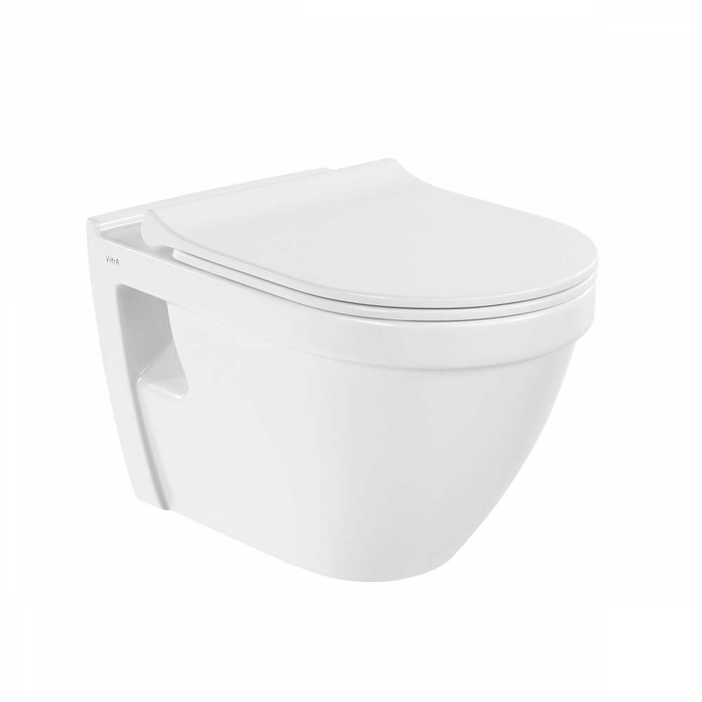 Подвесной унитаз VitrA S50 7740B003-0075, безободковый, Rim-ex (Рим-экс), белый, санитарный фарфор, антибактериальное покрытие Hygiene (Хайджн)