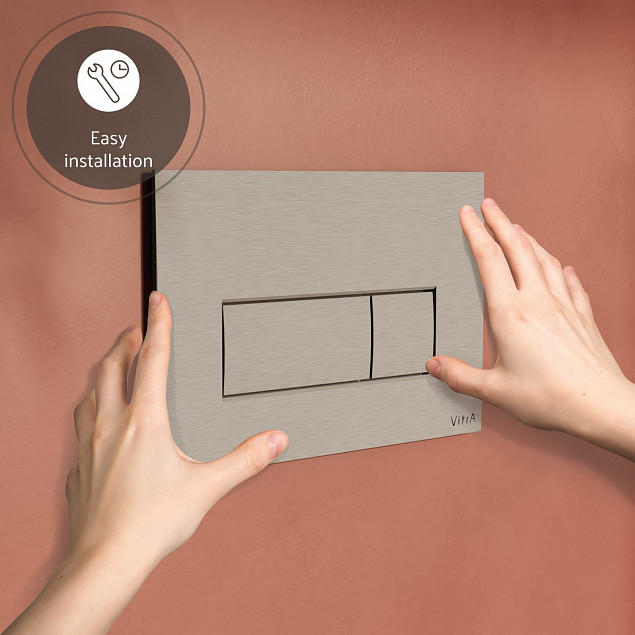 Кнопка смыва для инсталляции VitrA Root Square (Рут Скуэр) 740-2395, брашированный никель двойный смыв фото 6