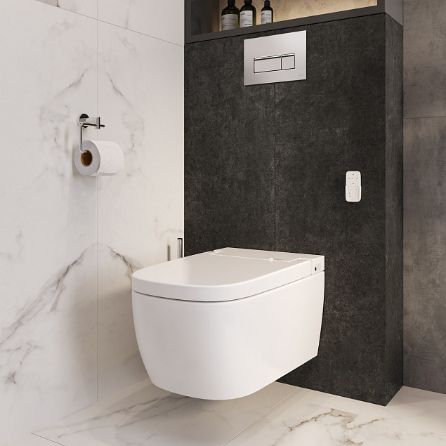Умный унитаз VitrA V-Care (Ви-Кеар) 5674B003-6194, Comfort, подвесной, безободковый, Rim-ex (Рим-экс) с автоматическим сиденьем и бидеткой, белый, санитарный фарфор, антибактериальное покрытие Hygiene (Хайджн) фото 7
