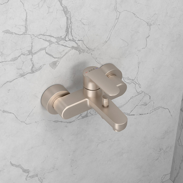 Смеситель настенный VitrA Root Round (Рут Раунд) A4272534EXP, для ванны, однорычажный, брашированный никель, латунь фото 6